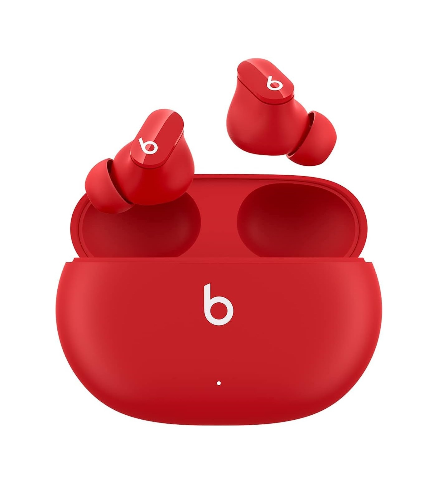 red Beats studio earbuds