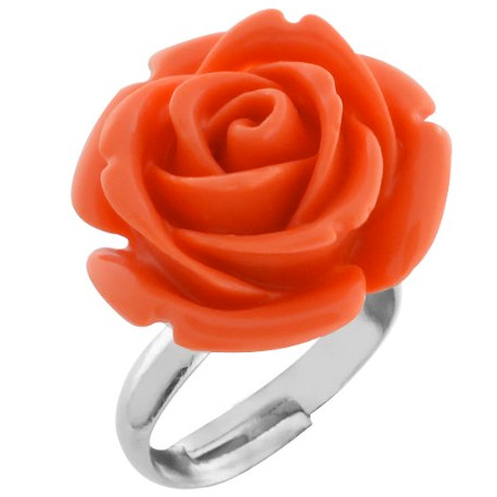 Carved Rose Flower Ring Adjustable