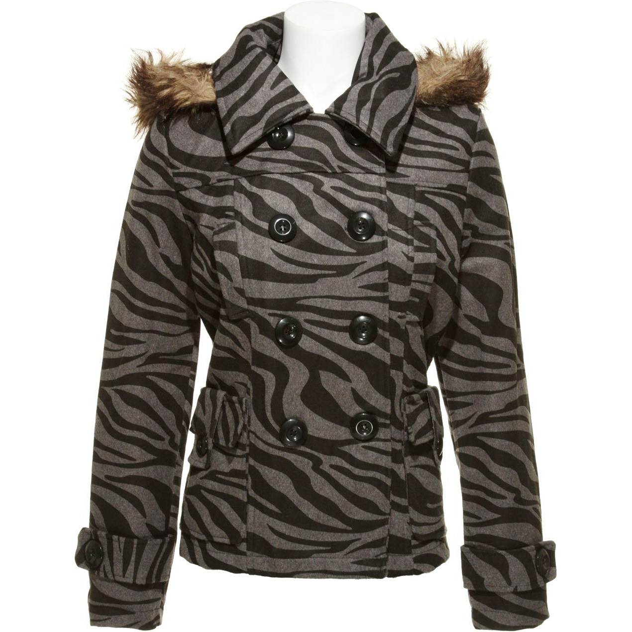 Zebra Double Breasted Wool-Blend Jacket