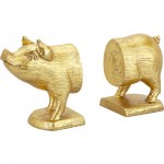 Gold Pig Bookends