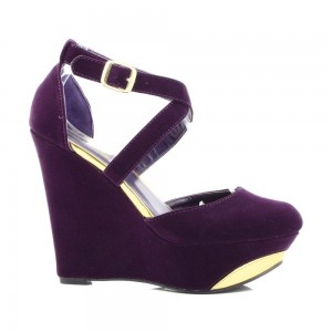 Qupid Velvet Platform Wedges