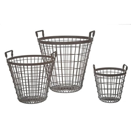 Shabby Cottage Chic Wire Basket Set