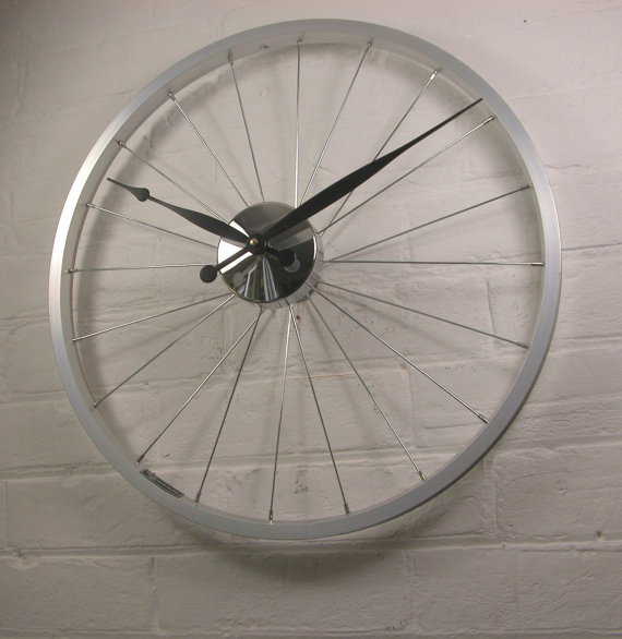 Silver Bike Wheel Clock