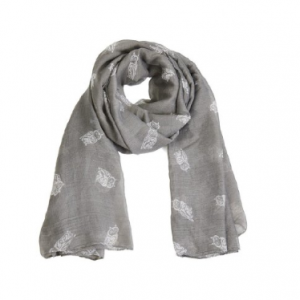 Owl Print Grey Scarf