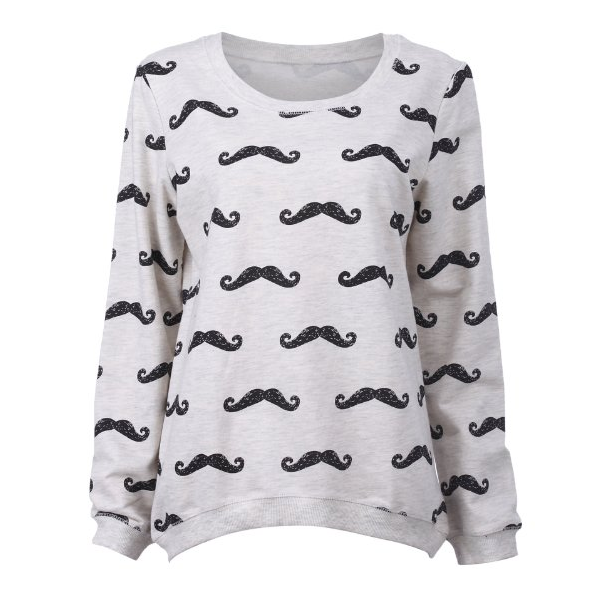 "Multiple Moustache" Cotton Sweatshirt