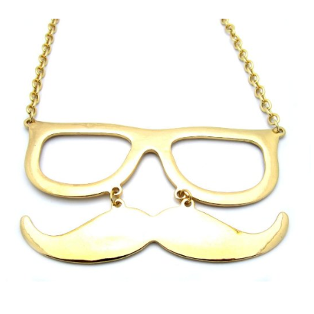 Gold Glasses & Mustache Necklace