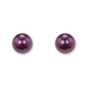 Eggplant Color 8mm Pearl Stud Earrings