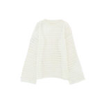 White Long Sleeve Hollow Knit Sweater
