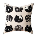 Cat Print Cotton Canvas Throw Pillow