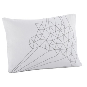 Natural Linen Delicate Triangles Embroidered Decorative Pillow